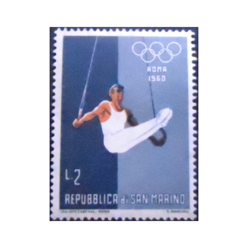 Imagem do selo postal de San Marino de 1960 Olympic Games Rome M