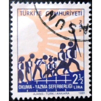 Selo postal da Turquia de 1981 Anti illiterac