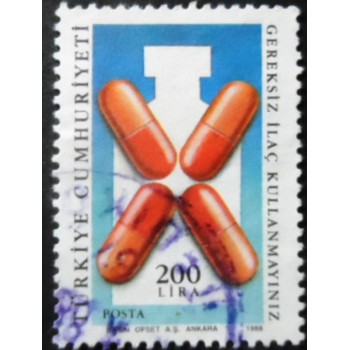 Imagem similar à do selo postal da Turquia de 1988 No Drug Abuse 200