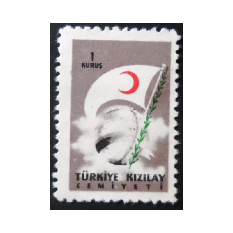 Selo postal de Turquia de 1958 Globe Flag and Branches