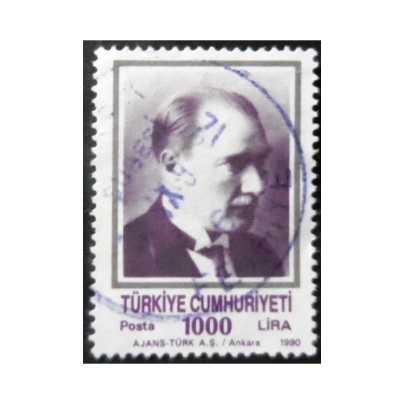 Selo postal da Turquia de 1990 Kemal Ataturk 1000