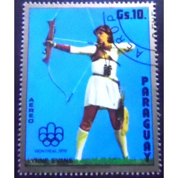 Imagem do selo postal do Paraguai de 1975 Archery