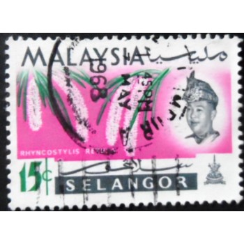 Selo postal de Selangor de 1965 Foxtail Orchids