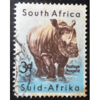 Selo postal da África do Sul de 1954 - White Rhinoceros U