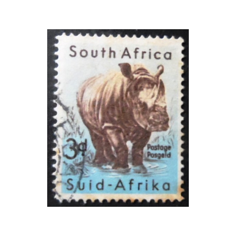 Selo postal da África do Sul de 1954 - White Rhinoceros U