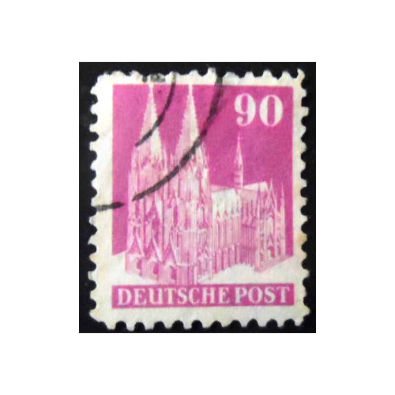 Selo postal da Alemanha de 1949 Cologne Cathedral 90 SEV