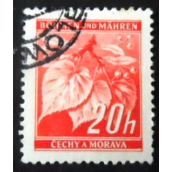 Selo postal da Boêmia e Morávia de 1939 Lime tree branch 20 U