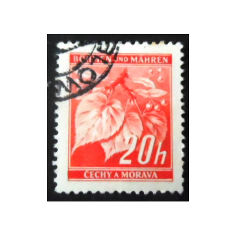 Selo postal da Boêmia e Morávia de 1939 Lime tree branch 20 U