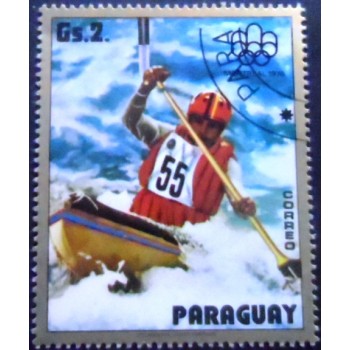 Imagem do selo postal do Paraguai de 1975 Whitewater Canoeing