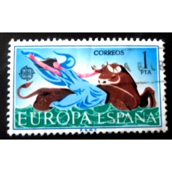 Selo postal da Espanha de 1966 The Rape of Europe