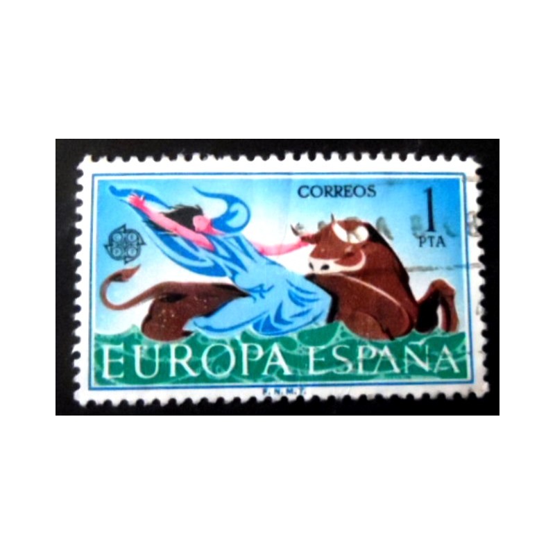 Selo postal da Espanha de 1966 The Rape of Europe