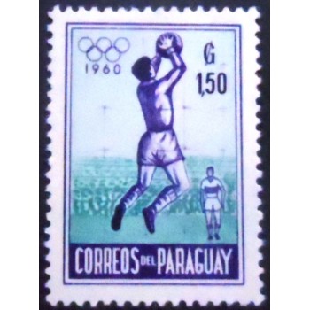 Imagem do selo postal do Paraguai de 1960 Football 1,50