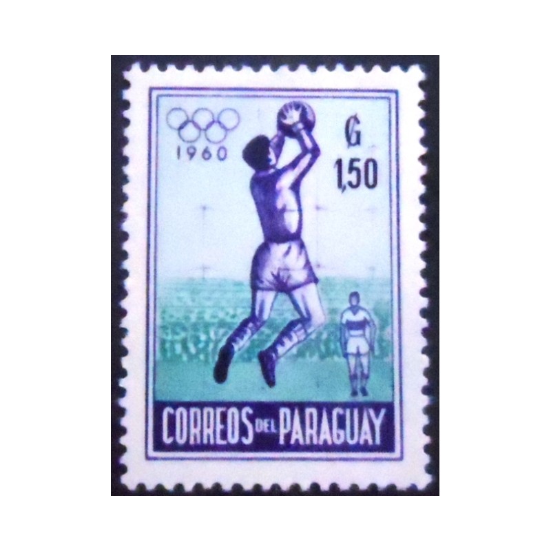 Imagem do selo postal do Paraguai de 1960 Football 1,50