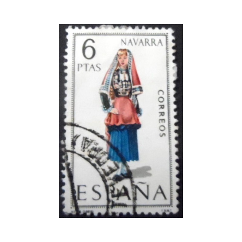 Selo postal da Espanha de 1968 Navarra U