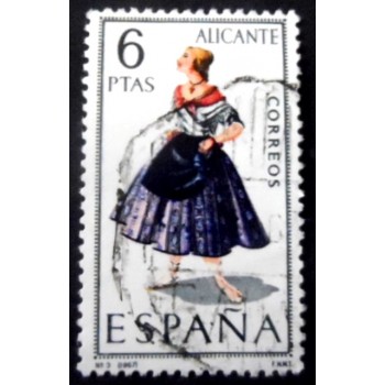 Selo postal da Espanha de 1967 Girl in costume of Alicante