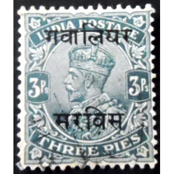 Selo postal de Gwalior de 1913 King George V 3