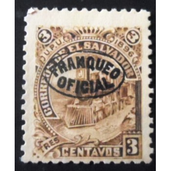 Selo de El Salvador de 1897 Locomotive overprint 3