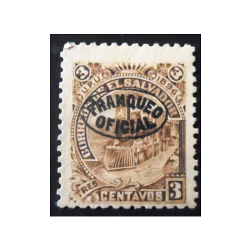 Selo de El Salvador de 1897 Locomotive overprint 3