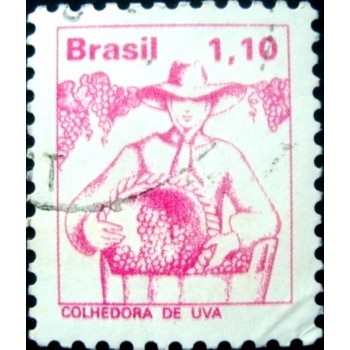 Imagem similar à do selo postal do Brasil de 1977 Colhedora de Uva U