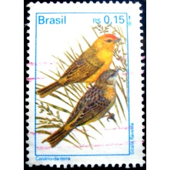 Imagem similar à do selo postal Definitivo do Brasil de 1995 Canário da Terra