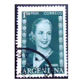 Imagem similar à do selo postal da Argentina de 1952 Eva Perón 1,50