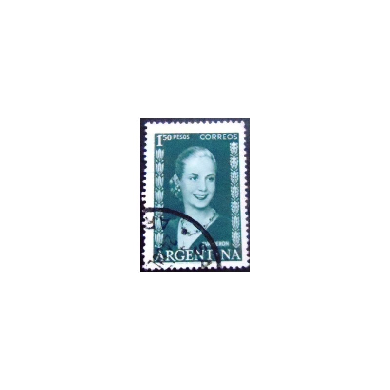 Imagem similar à do selo postal da Argentina de 1952 Eva Perón 1,50