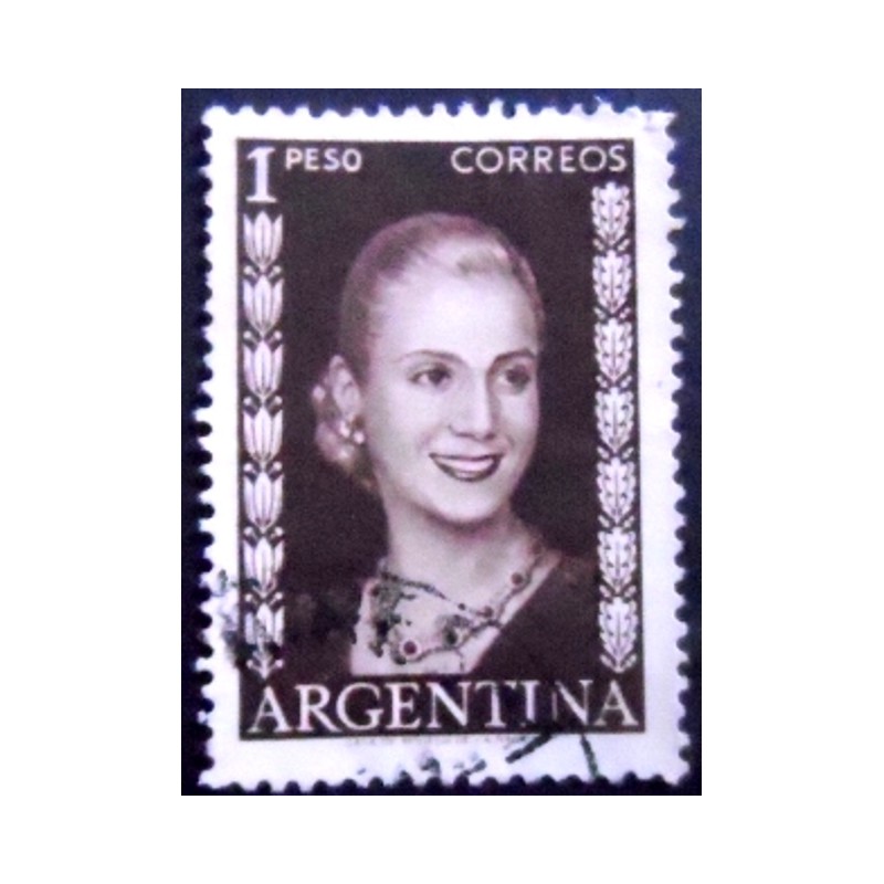 Imagem similar à do selo postal da Argentina de 1952 Eva Perón 1 SEV