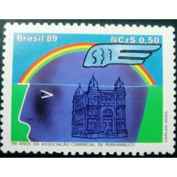 Selo postal do Brasil de 1989 Assoc. Coml. Pernambuco N
