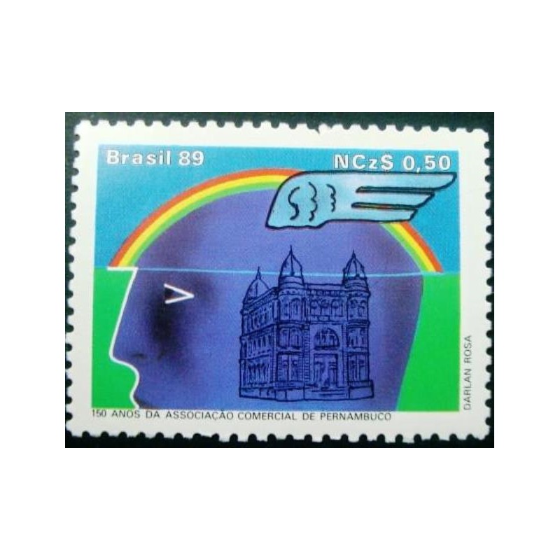 Selo postal do Brasil de 1989 Assoc. Coml. Pernambuco N