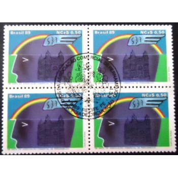 Quadra de selos postais do Brasil de 1989 Associação Comercial PE MCC