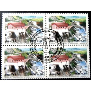 Quadra de selos postais do Brasil de 1989 Hidrelétrica de Marmelos MCC