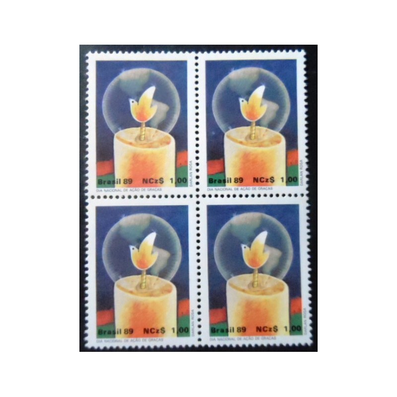 Quadra de selos postais do Brasil de 1989 Ação de Graças M