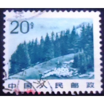 Imagem do selo postal da China de 1981 Mt.Tian