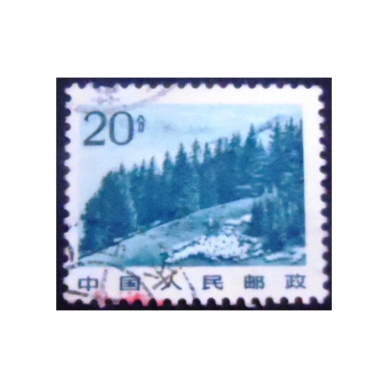 Imagem do selo postal da China de 1981 Mt.Tian