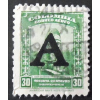 Imagem similar à do selo postal da Colômbia de 1950 Pre-Columbian Monument overprinted