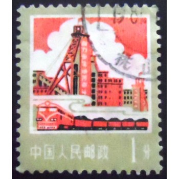Imagem do selo postal da China de 1977 Coal mining