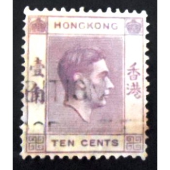 Selo postal de Hong Kong de 1946 King George VI  10 SEV
