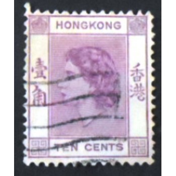 Selo postal de Hong Kong de 1954 Queen Elizabeth II 10
