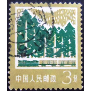 Imagem do selo postal da China de 1977 Forestry