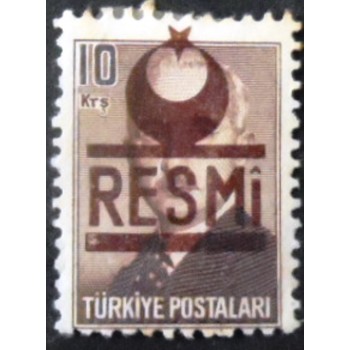 Selo postal da Turquia de 1953 Ismet Inonu Overprinted in Dark Brown 10