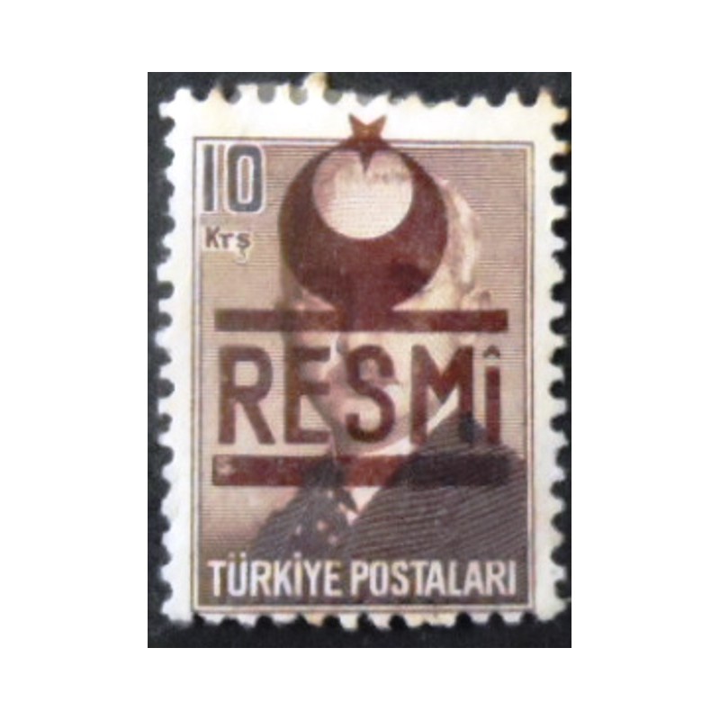 Selo postal da Turquia de 1953 Ismet Inonu Overprinted in Dark Brown 10