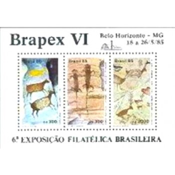 Bloco postal do Brasil de 1984 Brapex VI - Pinturas Rupestres M