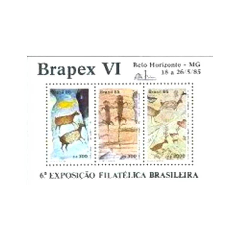 Bloco postal do Brasil de 1984 Brapex VI - Pinturas Rupestres M
