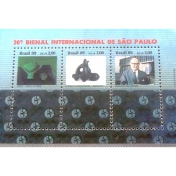 Bloco postal do Brasil de 1989 20ª Bienal de São Paulo M