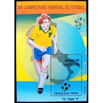 Bloco postal do Brasil de 1990 Copa do Mundo da Itália 1990 M