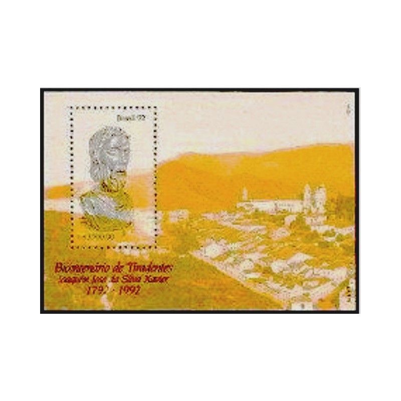 Bloco postal do Brasil de 1992 Tiradentes - M