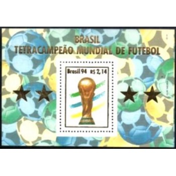 Bloco postal do Brasil de 1994 Tetracampeão de Futebol M