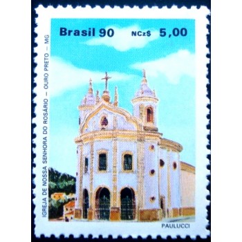 Selo postal do Brasil de 1990 Igreja N.S.Rosário M