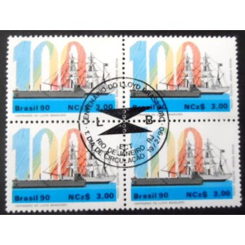 Quadra de selos postais do Brasil de 1990 LLOYD Brasileiro MCC