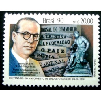 Selo postal do Brasil de 1990  Lindolfo Collor M